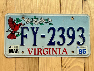 1995 Virginia Cardinal License Plate