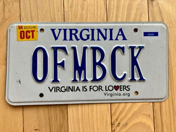 Virginia Vanity License Plate - Off My Back/ Tailgating