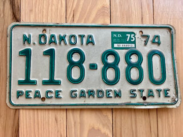 1974 North Dakota License Plate W/1975 Tabs
