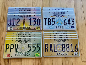 20 Mississippi License Plates- 5 of Each Version in Good Condition