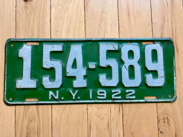 1922 New York License Plate