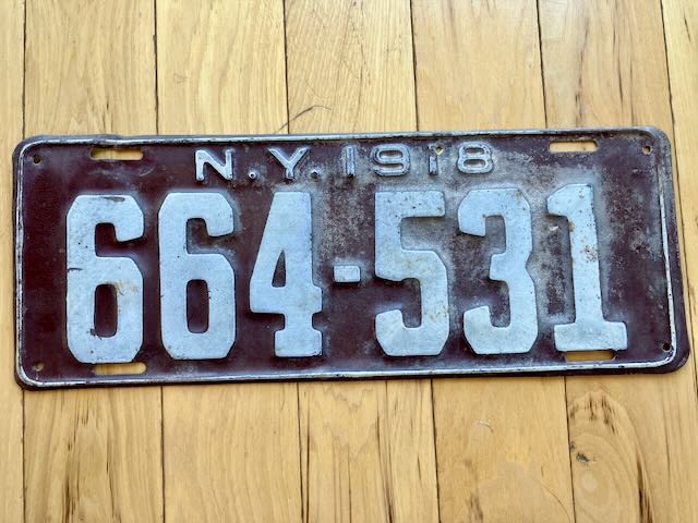 1918 New York License Plate