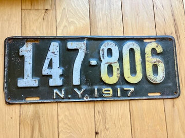 1917 New York License Plate