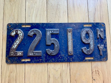 1910 New York License Plate Raised/Riveted Numbers