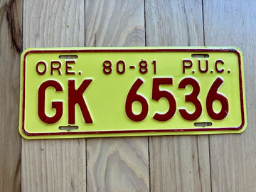 1981 Public Utility Oregon License Plate