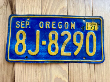 1971 Oregon License Plate