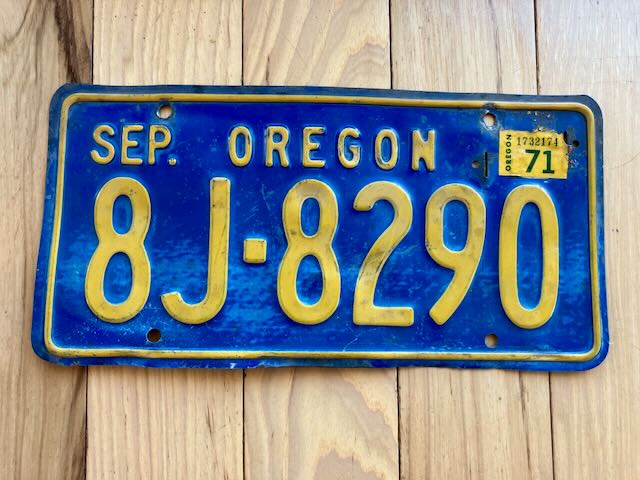 1971 Oregon License Plate