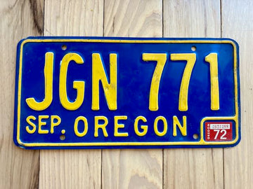 1972 Oregon License Plate