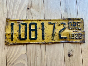 1922 Oregon License Plate