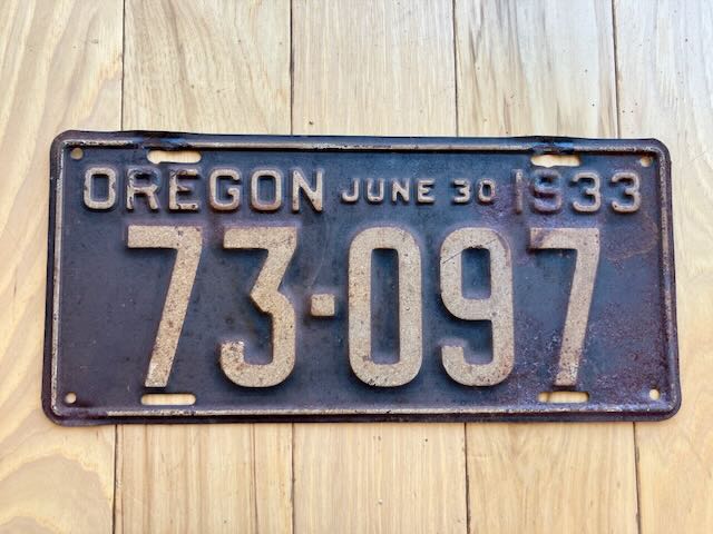 1933 Oregon License Plate