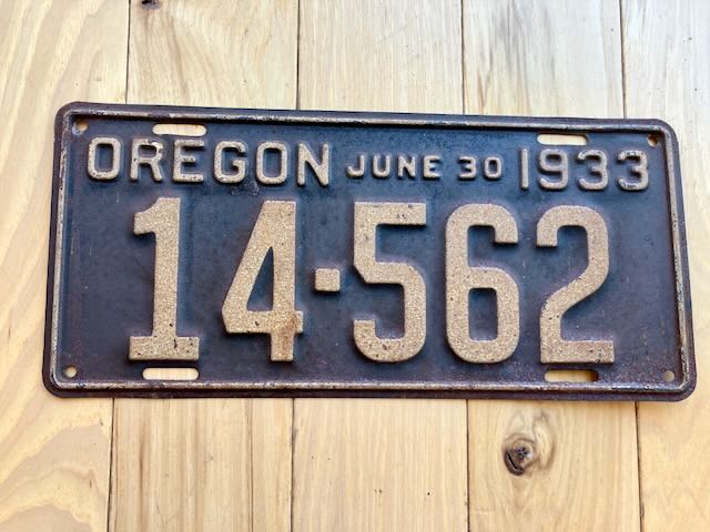 1933 Oregon License Plate