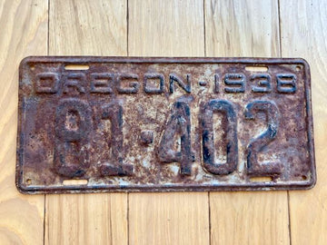 1938 Oregon License Plate