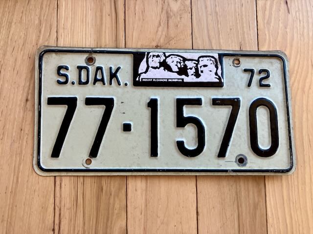 1972 South Dakota License Plate