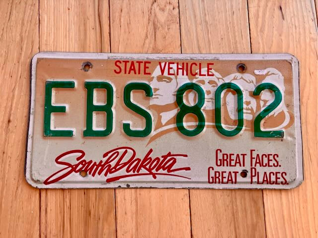 South Dakota State Vehicle License Plate