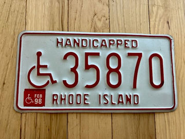 1998 Rhode Island Handicapped License Plate