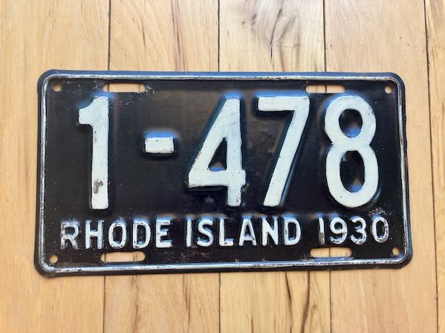 1930 Rhode Island License Plate - Likely Repaint