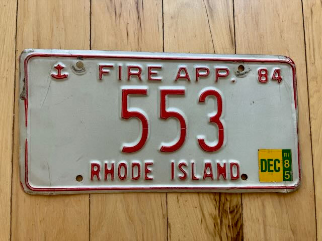 1984/1985 Rhode Island Fire Apportioned License Plate