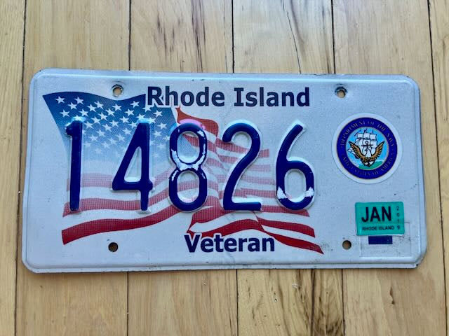 2019 Rhode Island Navy Veteran License Plate