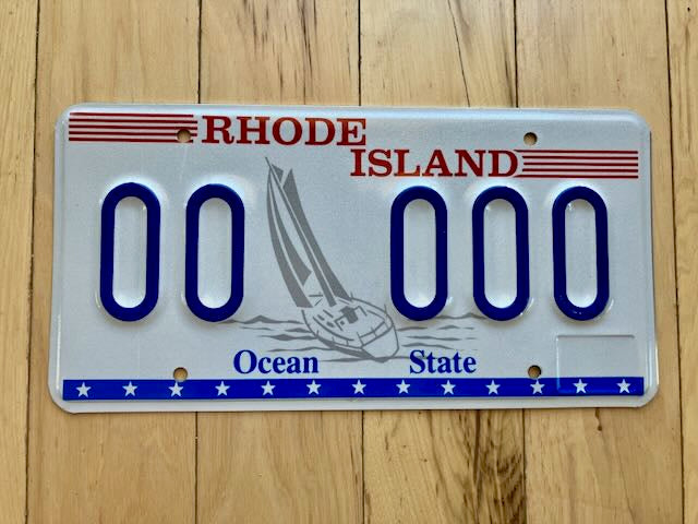 1998 Base Rhode Island Sail Boat Sample License Plate