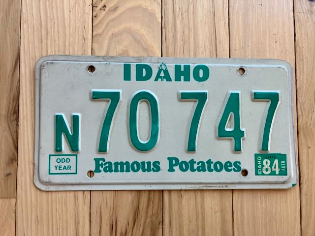 1984 Idaho N Nez Perce (Lewiston) License Plate