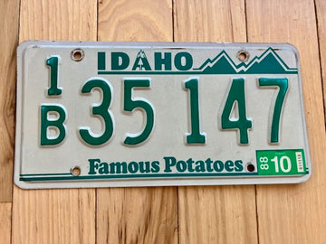 1988 Idaho 1B Bannock (Pocatello) License Plate