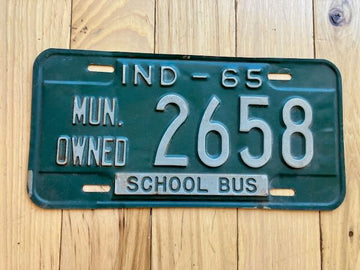 1965 Indiana Municipal Owned School Bus License plate