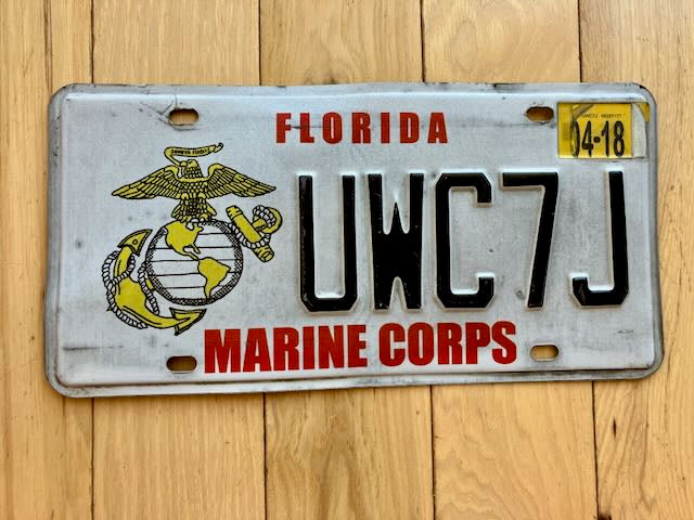 2018 Florida Marine Corp License plate