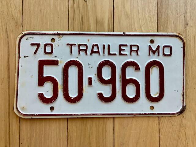 1970 Missouri Trailer License Plate