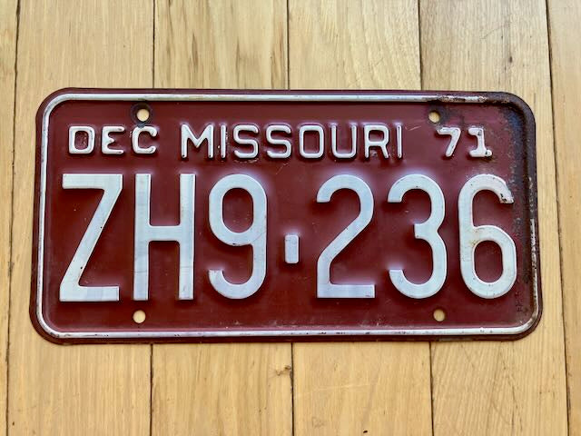 1971 Missouri License Plate