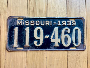 1939 Missouri License Plate