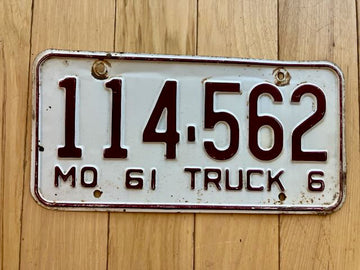 1961 Missouri Truck License Plate