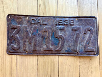 1938 California License Plate