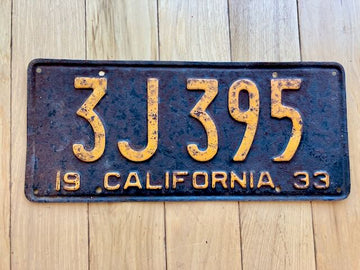 1933 California License Plate