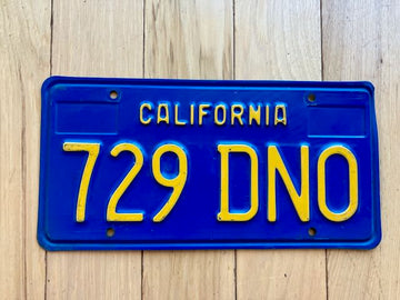 California Blue License Plate