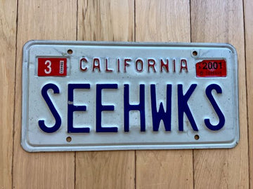 2001 California Vanity License Plate - Seahawks (Seattle Seahawks).