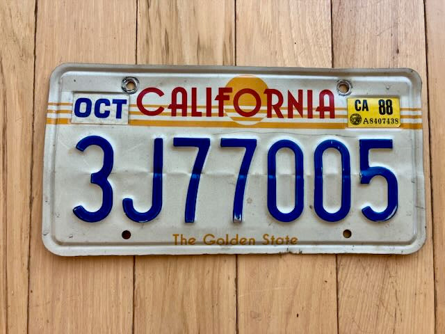 1988 California License Plate