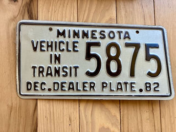 1982 Minnesota Vehicle in Transit License Plate