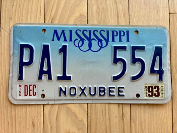 1993 Mississippi Noxubee License Plate