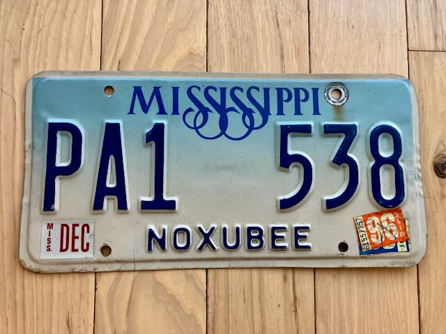 1996 Mississippi Noxubee License Plate