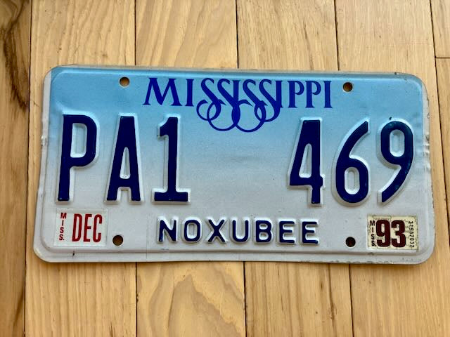 1993 Mississippi Noxubee License Plate