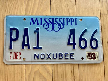 1993 Mississippi Noxubee License Plate