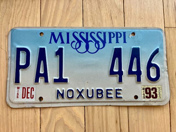 1993 Mississippi Noxubee License Plate