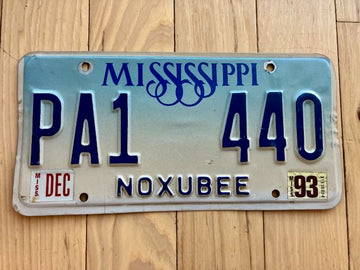 1993 Mississippi Noxubee License Plate