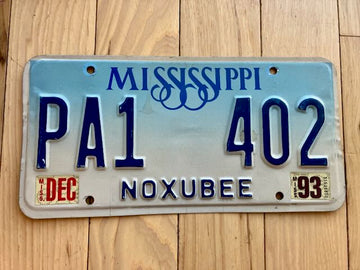 1993 Mississippi Noxubee License Plate