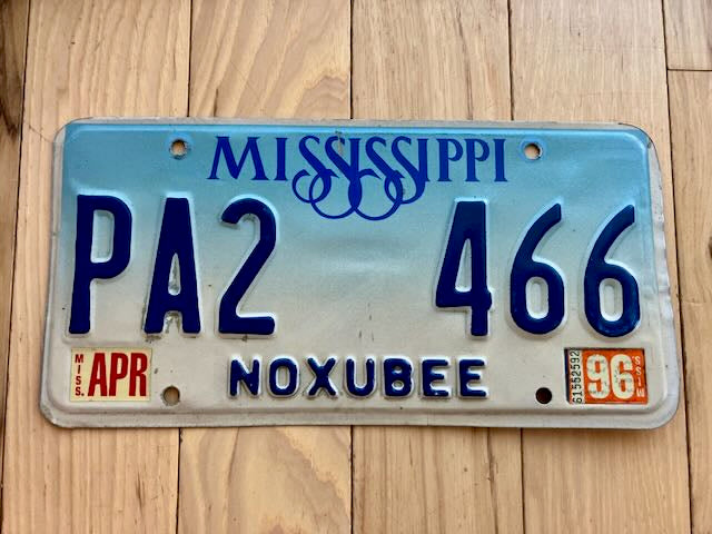 1996 Mississippi Noxubee License Plate