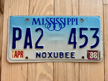 1998 Mississippi Noxubee License Plate