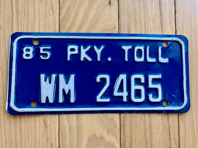 1985 Connecticut Parkway Toll License Plate