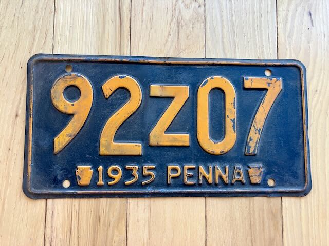 1935 Pennsylvania License Plate