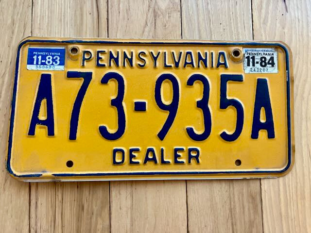 1984 Pennsylvania Dealer License Plate