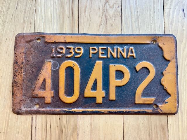 1939 Pennsylvania License Plate